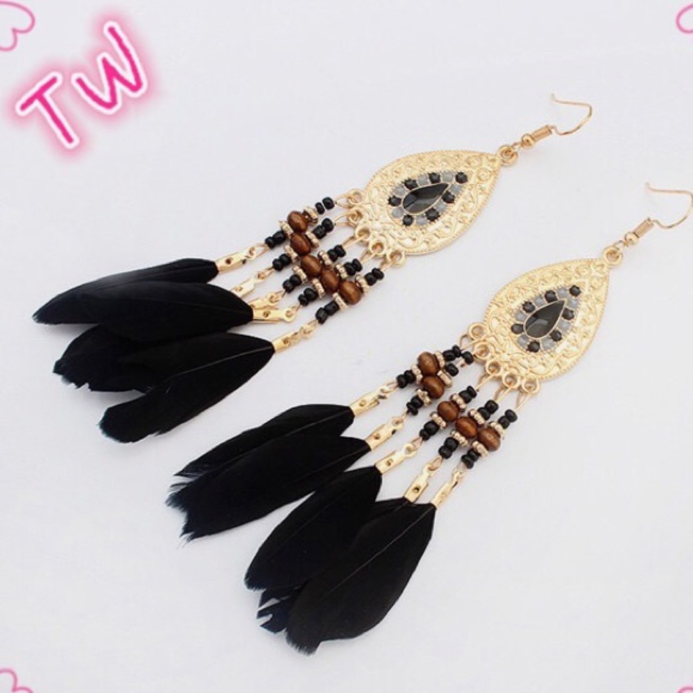 Boho feather earrings
